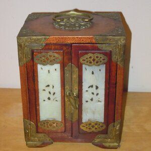 Elegant Wooden Jewelry Organizer with Brass Accents